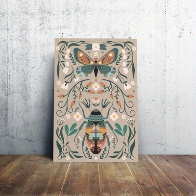 1pcs Modern Classic Wood Frame Canvas Wall Decor With Plant Flower & Butterfly Print, Girls Bedroom Wrap Canvas Painting, Animal Nature Digital Art, Realism Mid-Century Bohemian Collegiate Room Decor Milanforme